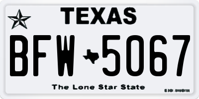 TX license plate BFW5067