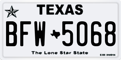 TX license plate BFW5068