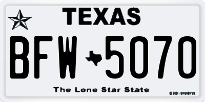 TX license plate BFW5070