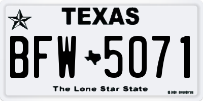 TX license plate BFW5071