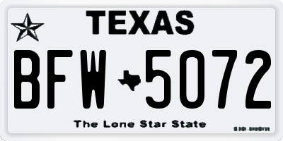 TX license plate BFW5072