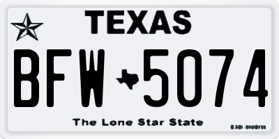 TX license plate BFW5074