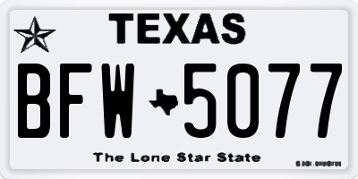TX license plate BFW5077