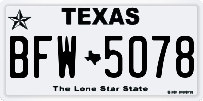 TX license plate BFW5078