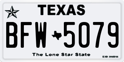 TX license plate BFW5079