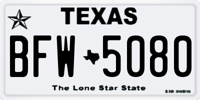 TX license plate BFW5080