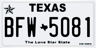 TX license plate BFW5081
