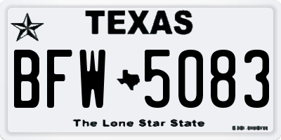 TX license plate BFW5083