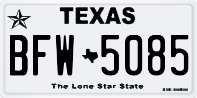 TX license plate BFW5085