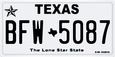 TX license plate BFW5087