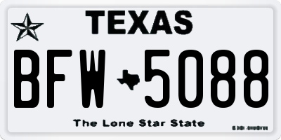 TX license plate BFW5088
