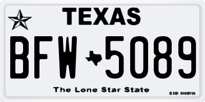TX license plate BFW5089