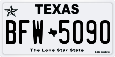 TX license plate BFW5090