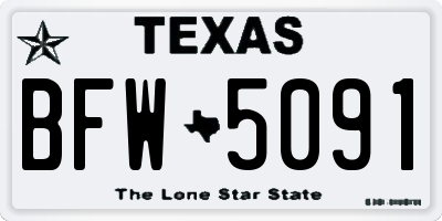 TX license plate BFW5091