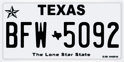 TX license plate BFW5092