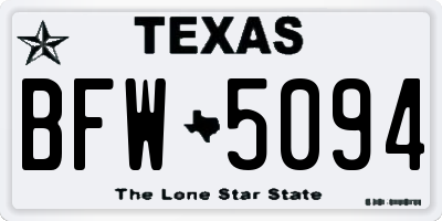 TX license plate BFW5094