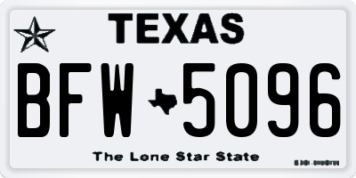 TX license plate BFW5096
