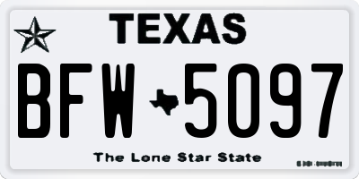 TX license plate BFW5097