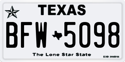 TX license plate BFW5098