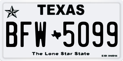 TX license plate BFW5099