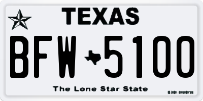 TX license plate BFW5100