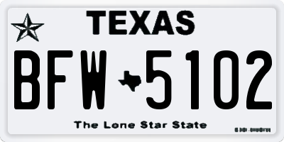 TX license plate BFW5102