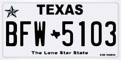 TX license plate BFW5103