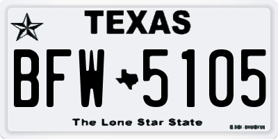 TX license plate BFW5105