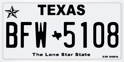 TX license plate BFW5108