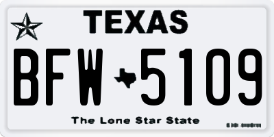 TX license plate BFW5109