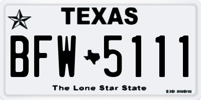 TX license plate BFW5111