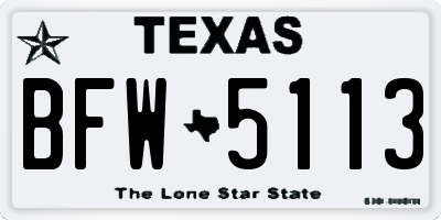 TX license plate BFW5113