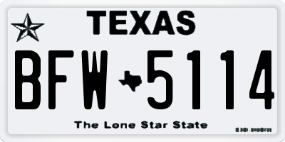 TX license plate BFW5114