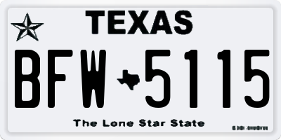 TX license plate BFW5115