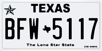 TX license plate BFW5117