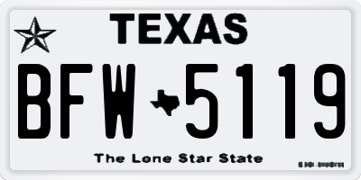 TX license plate BFW5119