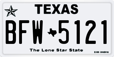 TX license plate BFW5121
