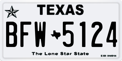 TX license plate BFW5124