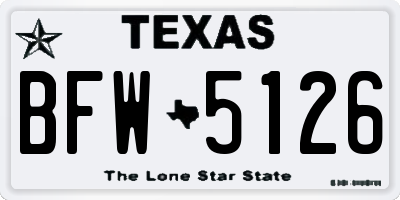 TX license plate BFW5126