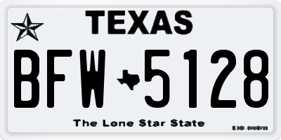 TX license plate BFW5128