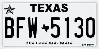 TX license plate BFW5130