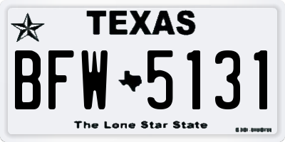 TX license plate BFW5131