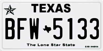 TX license plate BFW5133
