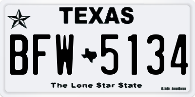 TX license plate BFW5134