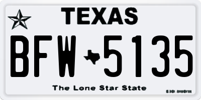 TX license plate BFW5135