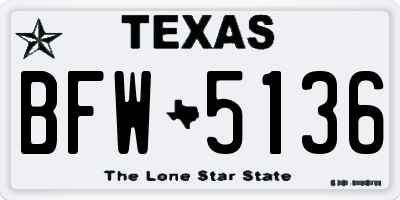 TX license plate BFW5136