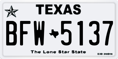 TX license plate BFW5137