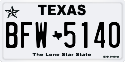 TX license plate BFW5140