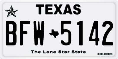 TX license plate BFW5142
