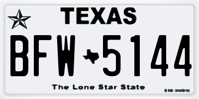 TX license plate BFW5144